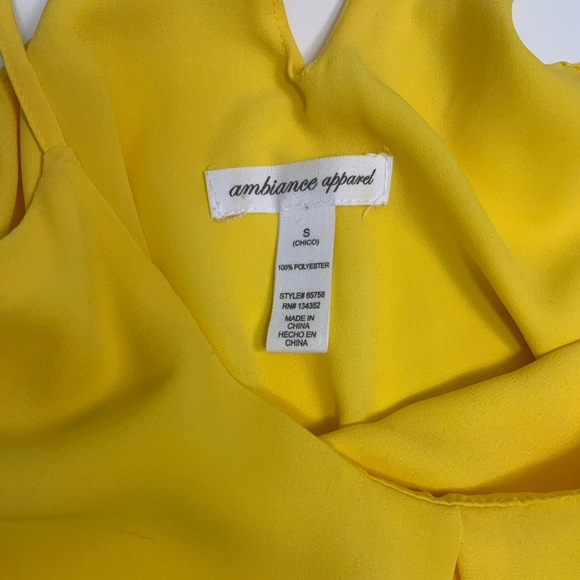 Ambiance Apparel Yellow Chiffon Cami Top Sz S - Picture 5 of 7